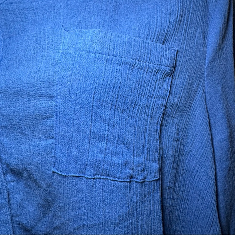 Catherine’s Blouse Women’s 2X Blue Gauzy Tunic Slits Roll Tab 3/4 Sleeves Casual - Picture 9 of 14